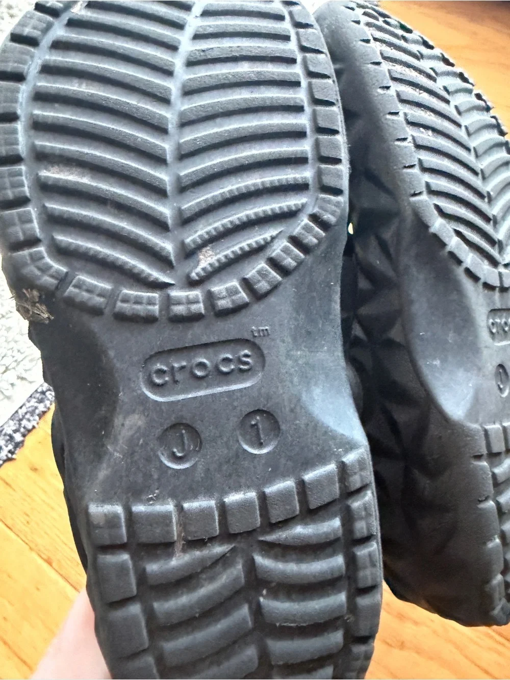 CROCS Kids Textured Black Slip-On Clogs